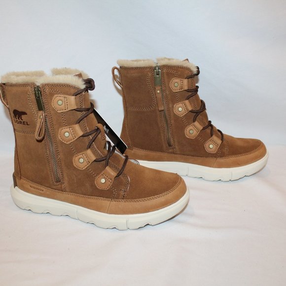 NIB SOREL JOAN EXPLORER WATERPROOF VELVET FAWN WINTER LACE UP BOOTS - Picture 3 of 6